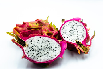 red dragon fruit on a white background for illustration