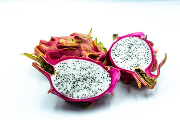 red dragon fruit on a white background for illustration