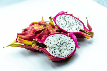 red dragon fruit on a white background for illustration