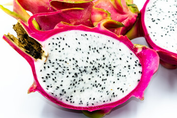 red dragon fruit on a white background for illustration