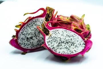 red dragon fruit on a white background for illustration