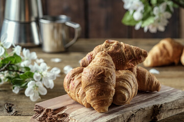 croissant on a wooden table