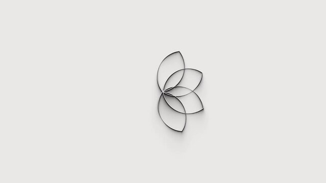 Loader loop animation of the flower. Preloader animation. Black and white. Motion design. Motion graphics.