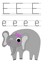 e elephant alphabet word tracing exercise coloring alphabet for kids