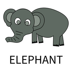 Elephant cartoon vector in isolated