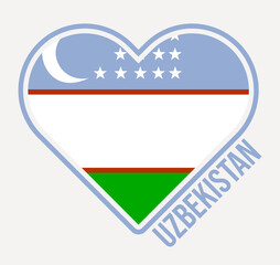 Uzbekistan heart flag badge. Made with Love from Uzbekistan logo. Flag of the country heart shape. Vector illustration.