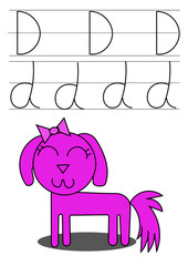 d dog alphabet word tracing exercise coloring alphabet for kids