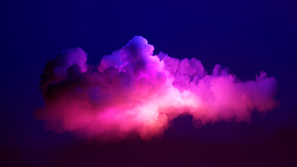 3d render, pink light inside the cloud, fantasy neon background - obrazy, fototapety, plakaty