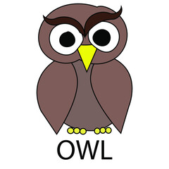 owl cartoon in vector isolated
