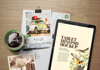 Instant Photo Mockup Tablet A4 Scene