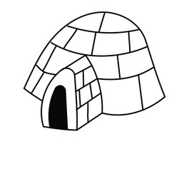 igloo draw in vector cartoon isolated