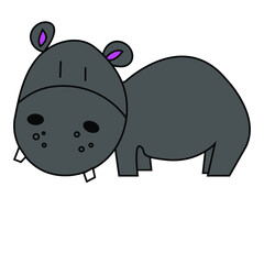 hippopotamus cartoon in vector isolated