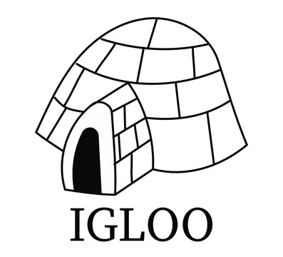 igloo draw in vector cartoon isolated