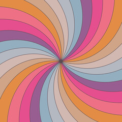 colourful stripy whirl background in retro style with outline background 