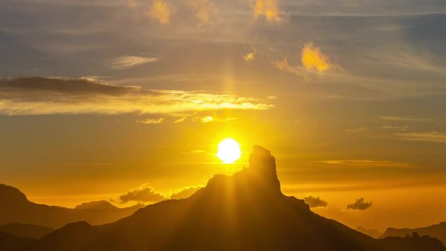 roque nublo in gran canaria sunset timelapse