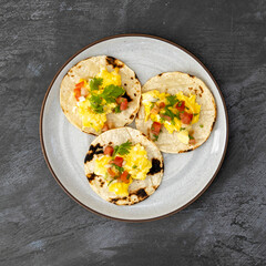 Scrambled Egg Breakfast Tacos with Salsa