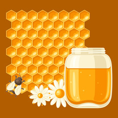Background with honey items. Image for food and agricultural industry.