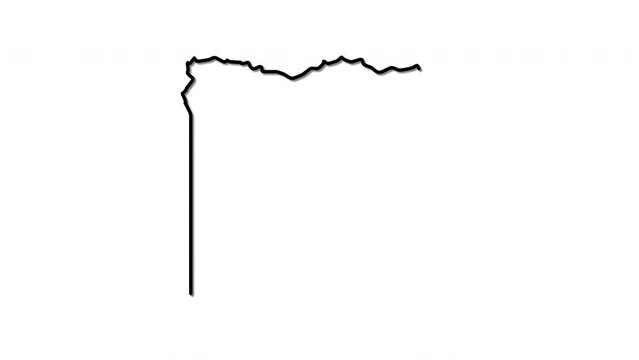 Egypt map, country territory outline self drawing animation. Line art. White background.