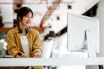 Student learning on laptop indoors- educational course or training, seminar, education online...