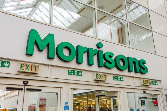 London, UK, May 1st 2022:Morrisons store sign, 10 Hertslet Road, Islington, London Supermarket. Food and grocery shopping, to clothing, homeware, and electricals.  