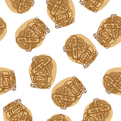 Seamless pattern with crunchy spekulatius biscuits on white background.