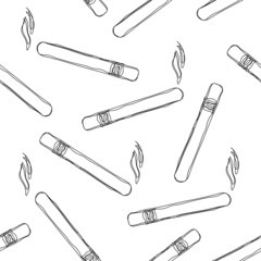 Hand draw seamless pattern with cigar on white background