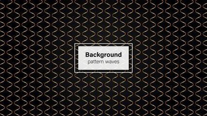Background pattern big waves gold and background black vector