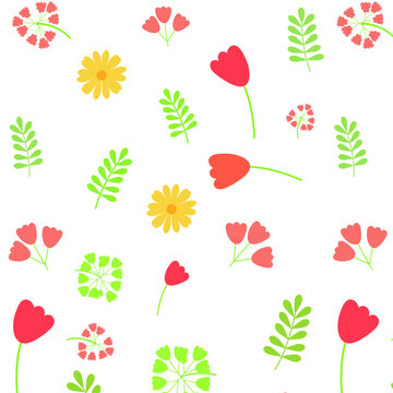 seamless pattern with flowers and plants