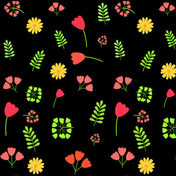 seamless pattern with flowers and plants