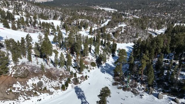 Aerial view of mountain ski resort with beautiful winter landscape in Big Bear Lake