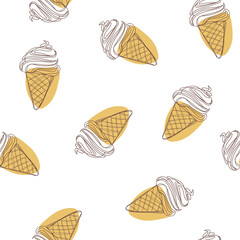 Ice cream cone. Stylized seamless pattern. - 502609660