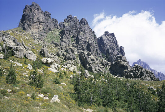 Low angle view of a mountain, Corsica, France