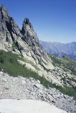 Low angle view of a mountain, Corsica, France