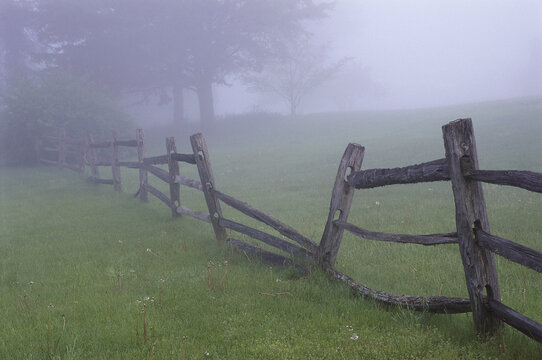 Wooden fence in a field