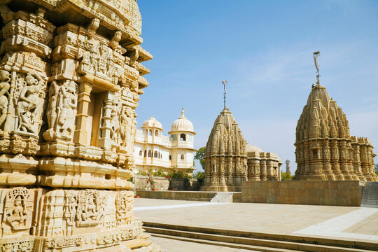 India, Rajasthan, Satbees Deveri/Deora Jain Temples and Fateh Prakash Palace inside historic sprawling Chittorgarh Fort complex