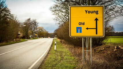 Street Sign Young versus Old