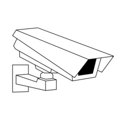 cctv camera black line design on white background. Video recording, surveillance, protection