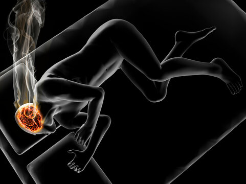 Illustration of a man sleeping with brain highlighted