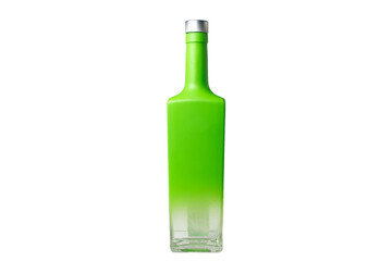 Bottle of vodka on a white background. Green bottle with alcohol. alcoholic drink
