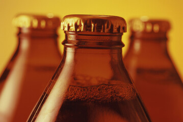Close-up of beer bottles