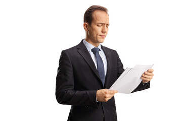 Businessman reading a document