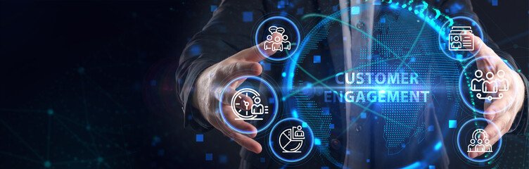 Business, Technology, Internet and network concept. Shows the inscription: CUSTOMER ENGAGEMENT.