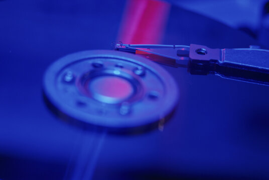 Close-up of a hard drive