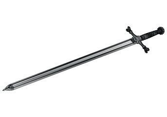 Sword in outline style. Design element for logo, label, sign, emblem. Vector illustration.