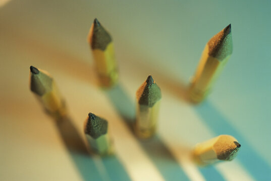 Close-up of pencils standing
