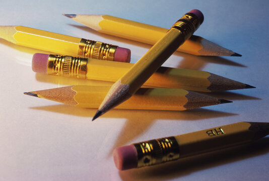 Close-up of sharpened pencils