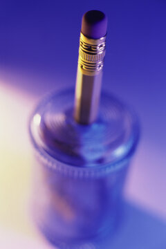 Close-up of a pencil in a sharpener