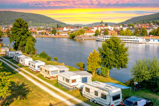 Camping Platz in Miltenberg am Main, Deutschland 