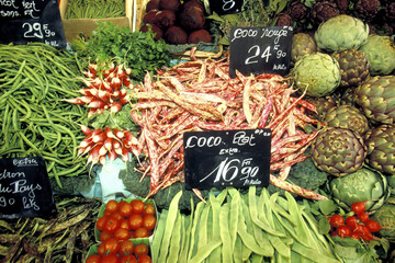 Fresh vegetables sold in a market, Nice, France