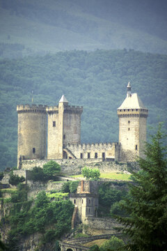 High angle view of a castle, Chateau de Foix, France